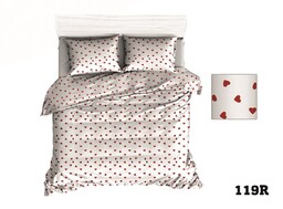 Extrapościel Pościel bawełniana 140x200 R119 biała czerwona serca serduszka 314D