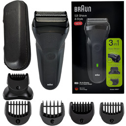 Golarka Męska Braun 300BT czarna z trymerem +5 Nasadek Etui