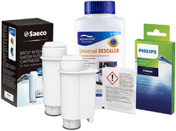 Zestaw Philips - Filtr Philips Intenza+ CA6702 2szt, Uniwersalny Odkamieniacz 250ml, Philips CA6705/10 Środek do Obiegu Mleka