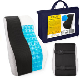 Poduszka chłodząca do siedzenia z pianki VISCO - ergonomiczna poduszka lędźwiowa z technologią Cooling Gel (4Fizjo Back Support Office Pillow)