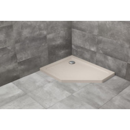 Radaway Doros PT E Stone kaszmirowy pięciokątny brodzik asymetryczny ze strukturą 90x80 cm akrylowy lewy SDRPT9080-01-84SL