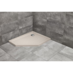 Radaway Doros PT E Stone kaszmirowy pięciokątny brodzik asymetryczny ze strukturą 90x80 cm akrylowy prawy SDRPT9080-01-84SR
