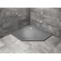 Radaway Doros PT E Stone antracytowy pięciokątny brodzik asymetryczny ze strukturą 90x80 cm akrylowy lewy SDRPT9080-01-64SL