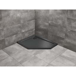 Radaway Doros PT E Stone czarny pięciokątny brodzik asymetryczny ze strukturą 90x80 cm akrylowy lewy SDRPT9080-01-54SL