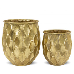 Donica osłonka doniczka metalowa złote kpl. 2 szt 32/24cm 126337