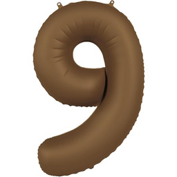 Folat 10439 Balon z numerami czekoladowo-brązowy-numer 9 - czekoladowy brąz - Ultra matowy - 86 cm - balony z folii helowej na urodziny baby shower