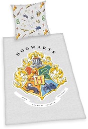 Herding Harry Potter Komplet pościeli, poszewka na poduszkę 80 x 80 cm, poszwa na kołdrę 135 x 200 cm, z lekko poruszającym się zamkiem błyskawicznym, 100% bawełna/Renforcé
