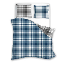 Faro Pościel flanelowa 140x200 Pure Flannel 010 niebieska biała kratka