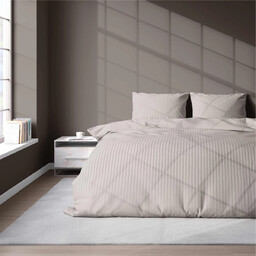 Pościel z adamaszku beżowa w prążki SJH-10