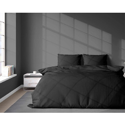 Pościel z adamaszku czarna w prążki SJH-11