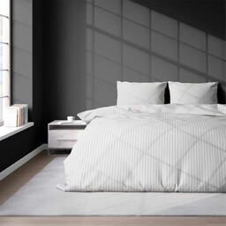 Pościel z adamaszku srebrna w prążki SJH-12