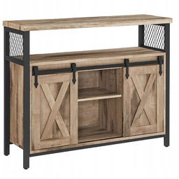 Komoda kredens z przesuwnymi drzwiami loft industrialna rustykalny beż