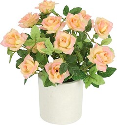 Dzikie różyczki w doniczce, 32 cm, sztuczne róże, sztuczne róże, sztuczna roślina, sztuczne jedwabne kwiaty, dekoracja ślubna, bukiet kwiatów, dekoracja stołu, dekoracja kwiatowa, kwiat, roślina