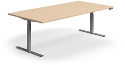 Stół konferencyjny z regulacją wysokości, prostokątny, 2400x1200 mm, srebrna rama, dąb