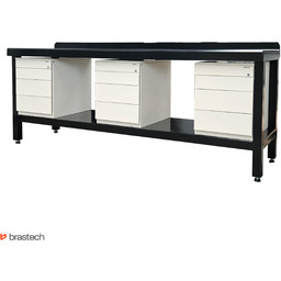 Stół warsztatowy 90 cm x 234 cm x 61,5 cm Blat stalowy 5 mm, waga 265 kg