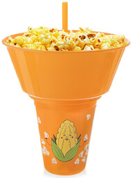 Kubek z miską na popcorn pomarańczowy 500 ml