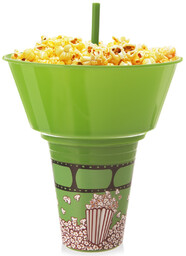 Kubek z miską na popcorn zielony 500 ml