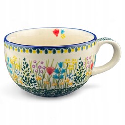 Filiżanka duża, kubek 450 ml Łąka dek. 220 Ceramika Bolesławiec