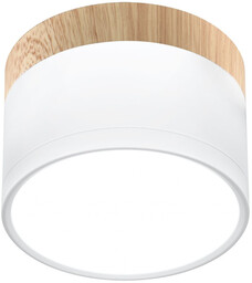 Lampa sufitowa oprawa biała/drewniana LED 9W Tuba Candellux 2273648