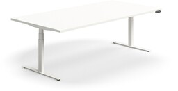 Stół konferencyjny z regulacją wysokości, prostokątny, 2400x1200 mm, biała rama, biały