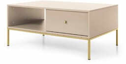 Stolik kawowy Mono beżowy (ML104) , do salonu, loftowy, złoty stelaż