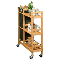 Mobilny wąski regał kuchenny 78x20x68 cm bambusowy z koszem na kółkach