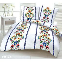 Karo Pościel z kory 140x200 Łowicka biało-niebieska wzór 222a