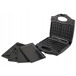 Opiekacz do kanapek Gofrownica Grill 3w1 Wymienne Płytki toster Czarny 700W