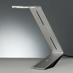 TECNOLUMEN Lampa stołowa LED FLAD, aluminiowy / szary / cynkowy, salon / jadalnia, aluminium, design