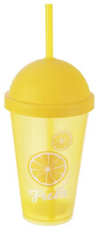 Kubek plastikowy z pokrywką i słomką 450 ml