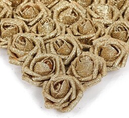 IPOPU Złote brokatowe róże, 25 szt. piankowe brokatowe róże brokatowe piankowe róże róże z łodygą do samodzielnego wykonania ślubnego bukietu ślubnego dekoracji domu na imprezę (złote)