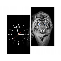 60x60 kwadrat Zegar ścienny Tiger in the dark obraz