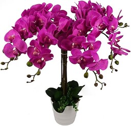 Leaf Design UK Realistyczny sztuczny kwiat orchidei w doniczce, ciemnoróżowy, 85 cm