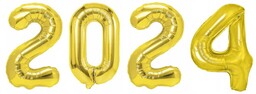 Balony Cyfry 2024 Złote Sylwester Nowy Rok 86 Cm Happy New Year