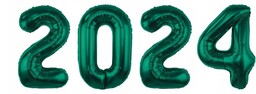 Balony Cyfry 2024 Zieleń Butelkowa Sylwester Nowy Rok 85 Cm Happy New Year