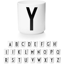 Designerskie litery porcelanowe kubek, porcelana, biała, Y