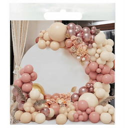 Girlanda Balonowa Retro Beż Róż Dekoracja Na Urodziny Baby Shower Ścianka