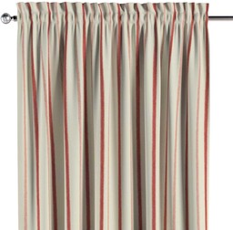 Zasłona na kanale z grzywką 1 szt., czerwone paski na tle ecru, Avinon