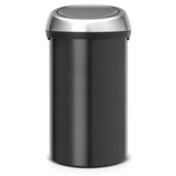 BRABANTIA Kosz na śmieci uchylny Touch Bin izolacja zapachów, przenośny, malowany 60L Czarny Zyskaj