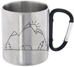 Kubek turystyczny stalowy z karabińczykiem 350 ml