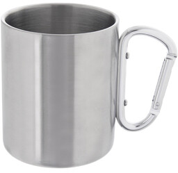 Kubek turystyczny stalowy z karabińczykiem 350 ml