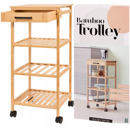 Wózek Kuchenny na Kółkach Szafka Regał Półka Łazienkowa Stojąca Bambusowa