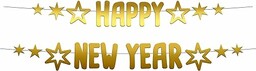 Folat 66101 Girlandy z literami złote, 2 sztuki, Sylwester, dekoracja na Nowy Rok, girlanda na imprezę, rekwizyty fotograficzne, dekoracja Happy New Year