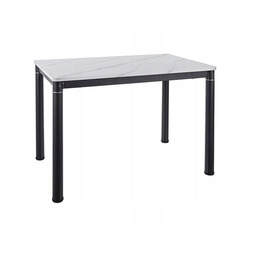 Stół prostokątny do kuchni jadalni Damar 110x70 biały efekt marmuru/czarny
