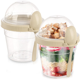 Pojemnik kubek na jogurt z łyżeczką lunchbox 400 ml 2 szt.