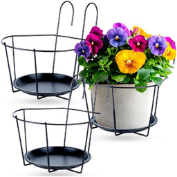 Uchwyt balkonowy na doniczkę metalowy czarny 3 szt.