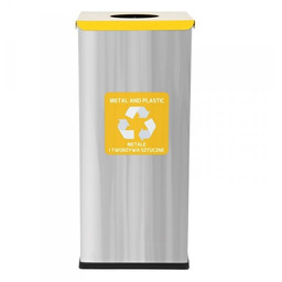 Alda Poland Sp. Z O.o. - Producent Koszy Na Odpady Kosz do segregacji odpadów EKO SQUARE PRESTIGE 60L plastik i metal (stal połysk)