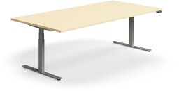 Stół konferencyjny z regulacją wysokości, prostokątny, 2400x1200 mm, srebrna rama, brzoza