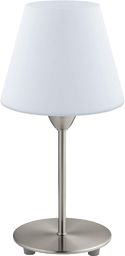 EGLO Lampa stołowa Damasco 1, lampa stołowa, lampka nocna z metalu w kolorze niklowo-matowym i szkłem w kolorze białym, lampa do salonu, lampa z przełącznikiem, oprawa E14
