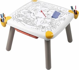 Smoby - Kreatywny stolik dla dzieci - Zmazywalny stolik do rysowania - Aktywność artystyczna - Gra edukacyjna - Rysuj, koloruj, maluj - 2 kolorowanki w zestawie - Od 3 lat - Wyprodukowano we Francji